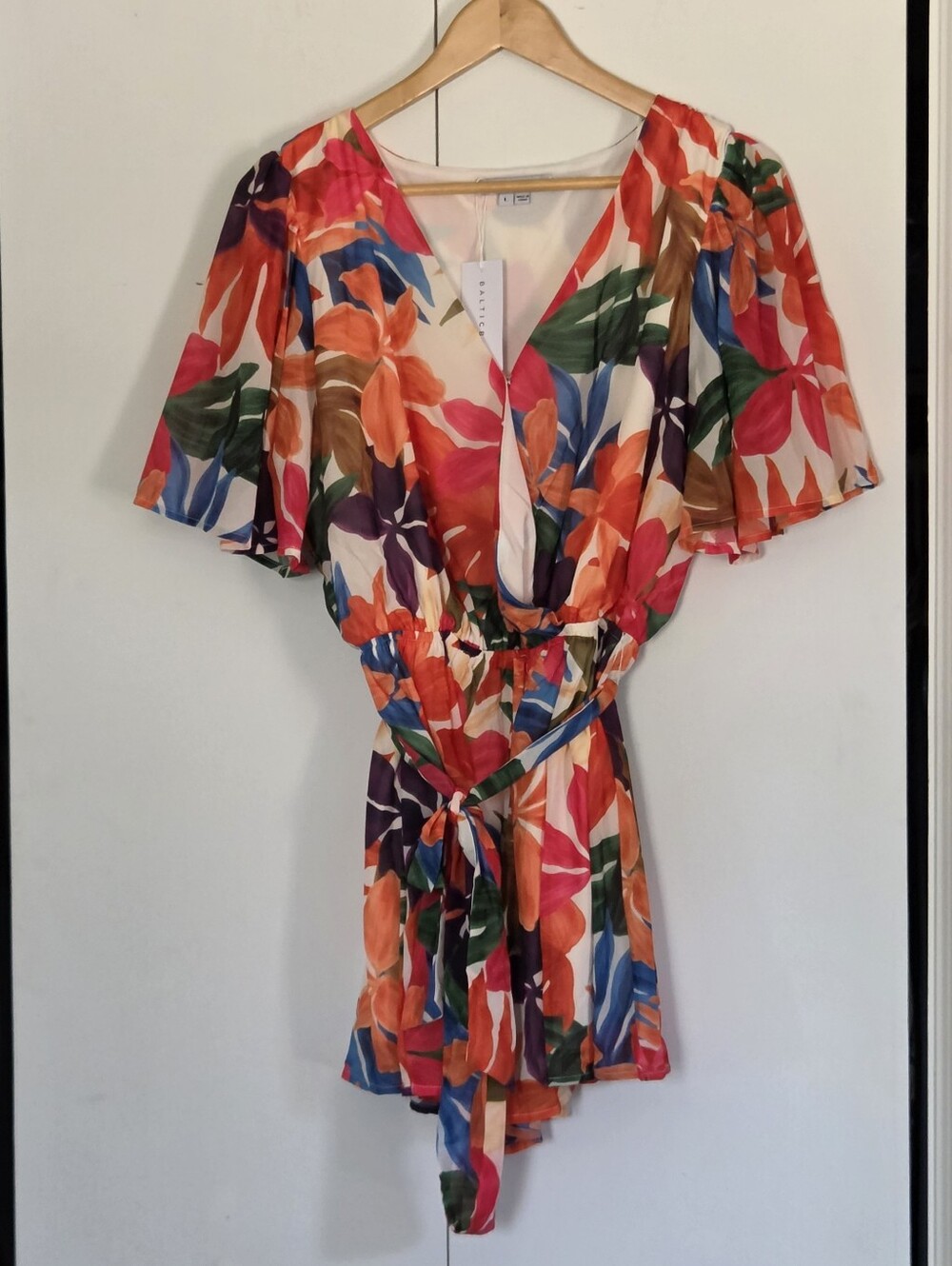 Baltic Born Floral Wrap Romper Orange, Pink, Green, Blue